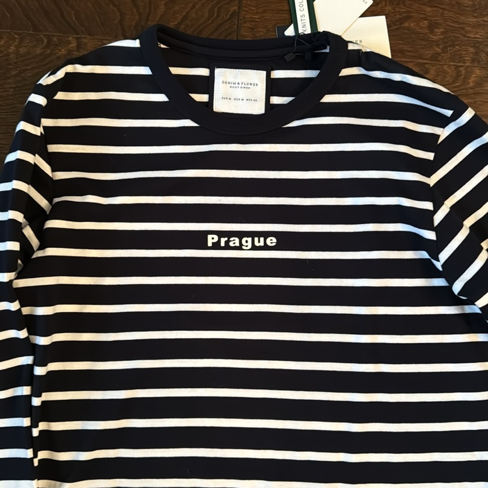 Denim & Flowers Men’s Prague Striped Shirt navy/white M = ladies L